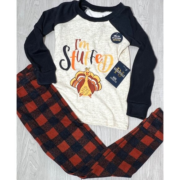PJ Essentials Thanksgiving pajamas PJ pants set Turkey I'm Stuffed 4T NWT SOFT - Picture 1 of 5